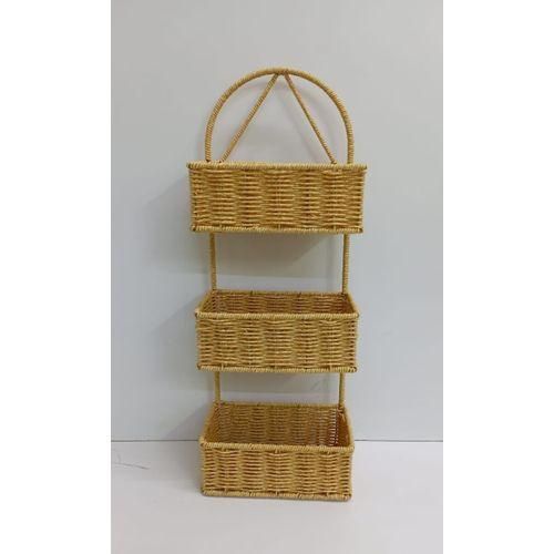 3-Tier Rattan Shower Caddy & Bathroom Organiser – Hanging Over Shower Head, Hand Woven Water Resistant - Image 3