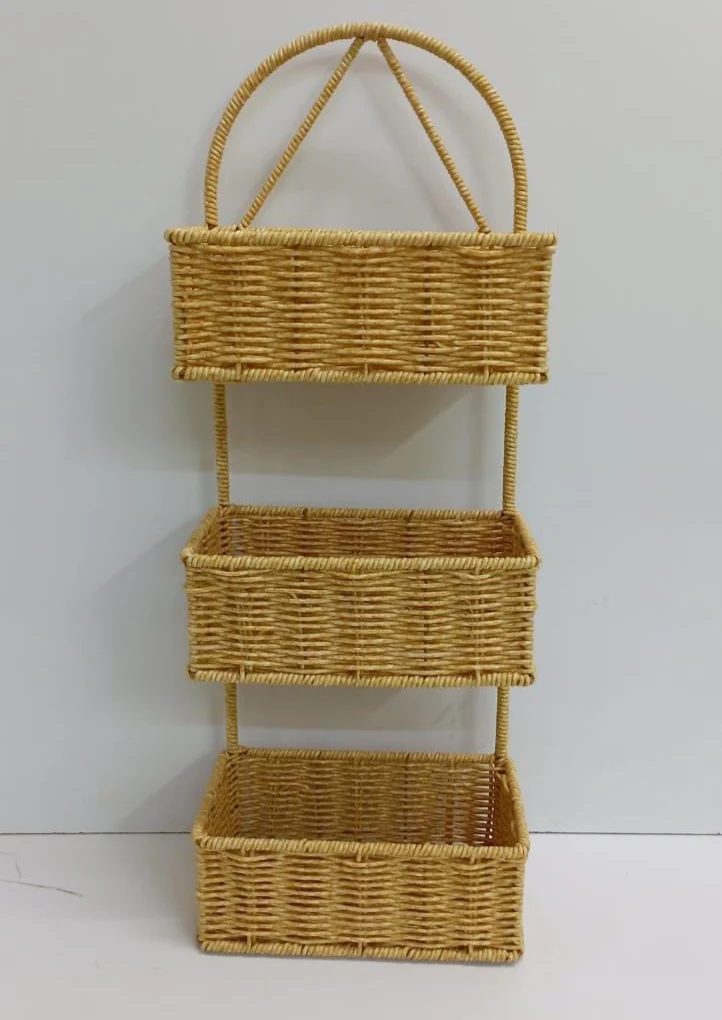 3-Tier Rattan Shower Caddy & Bathroom Organiser – Hanging Over Shower Head, Hand Woven Water Resistant - Image 4