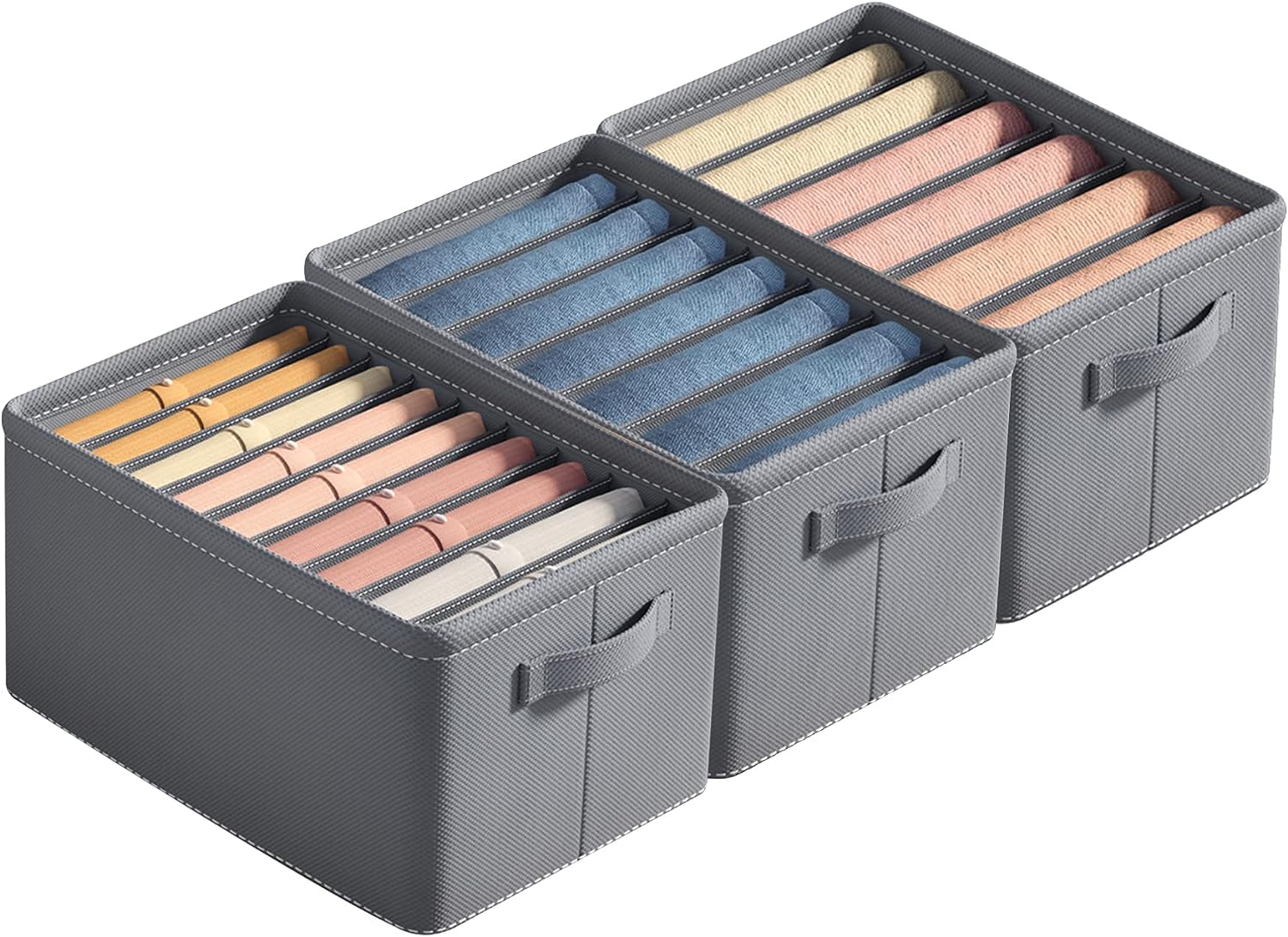3 Pack Wardrobe Clothes Organiser,Foldable Jeans Drawer Closet Organizer - Image 4