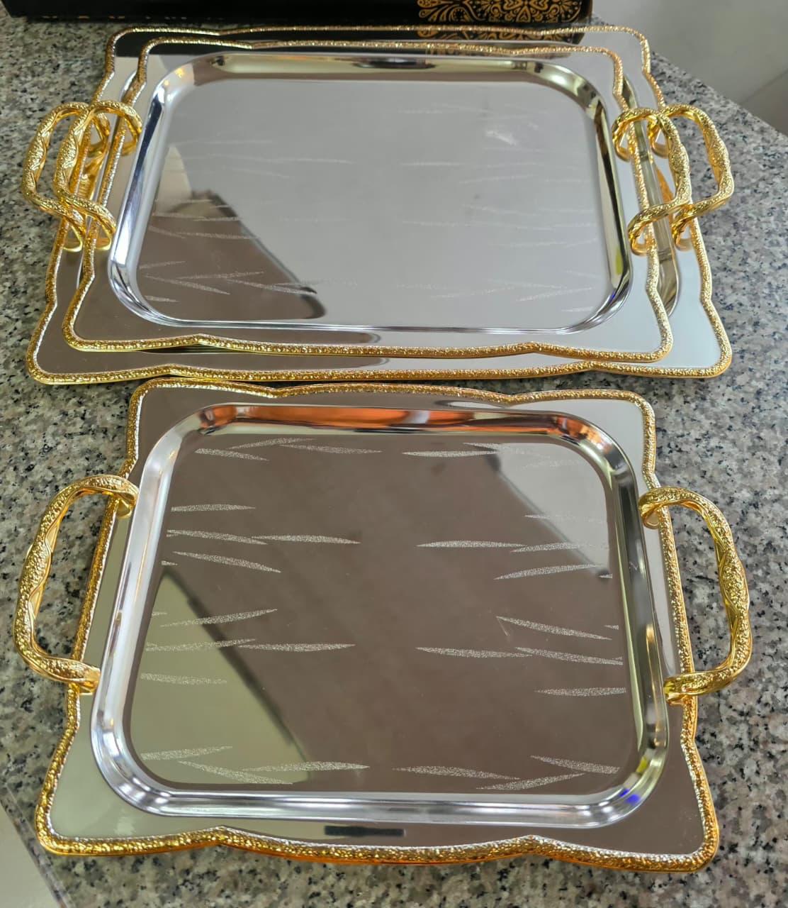 3 Pcs Round Decorative Trays with Gold Rim Serving Trays for Snacks Fruits and Tea - Image 4