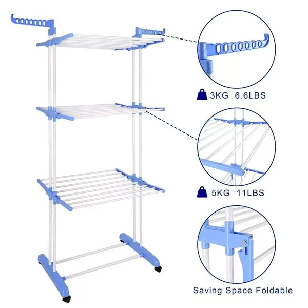 3 tier collapsible outdoor clothes Drying rack - Image 5