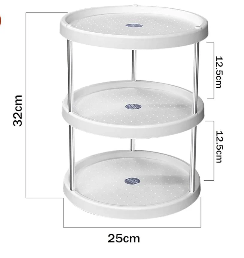3-Tier Rotating Kitchen Storage Rack & Spice Organiser – Plastic & Stainless Steel Stand - Image 2
