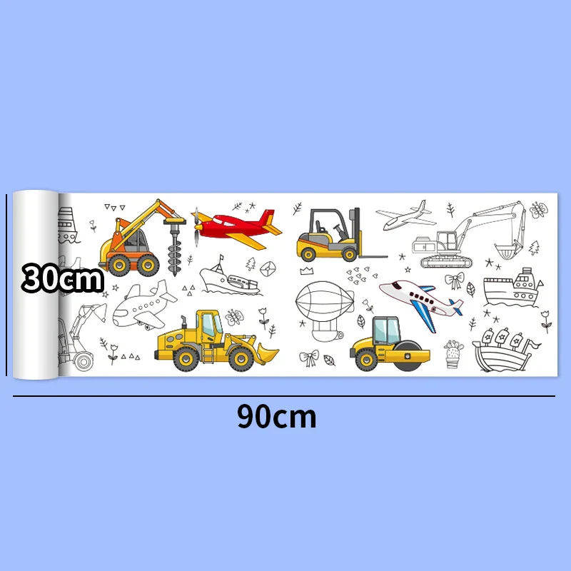 30*200cm Early Educational Kids Drawing Roll DIY Sticky Color Filling Paper Scroll - Image 10