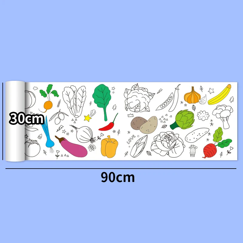 30*200cm Early Educational Kids Drawing Roll DIY Sticky Color Filling Paper Scroll - Image 11