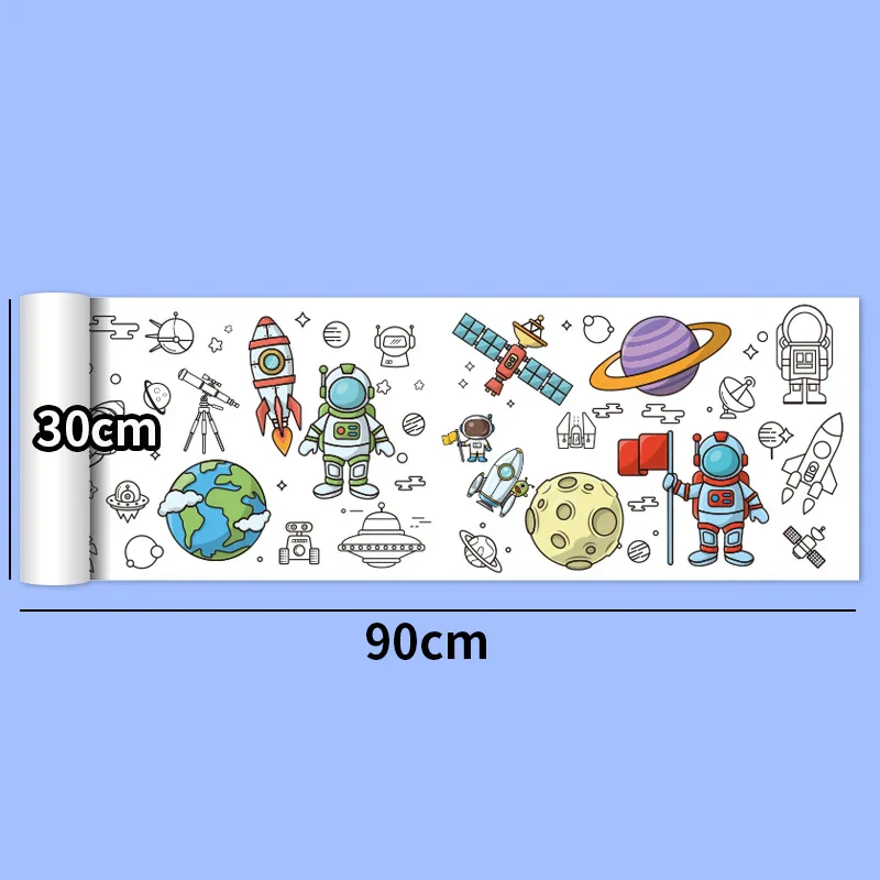 30*200cm Early Educational Kids Drawing Roll DIY Sticky Color Filling Paper Scroll - Image 12