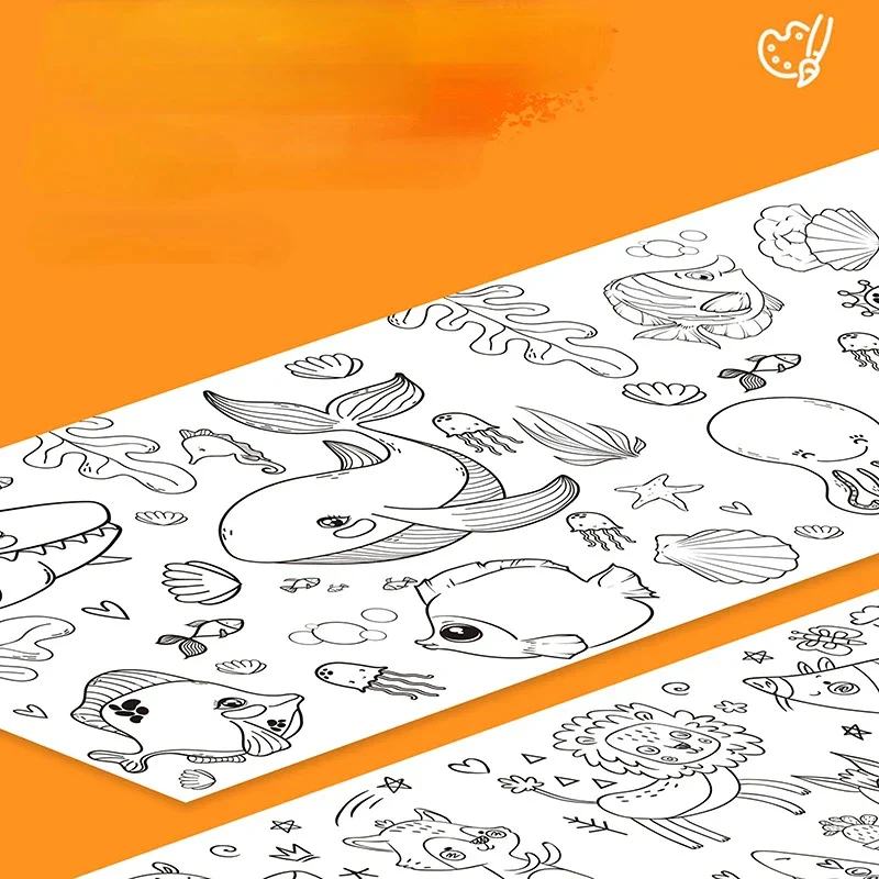 30*200cm Early Educational Kids Drawing Roll DIY Sticky Color Filling Paper Scroll - Image 5
