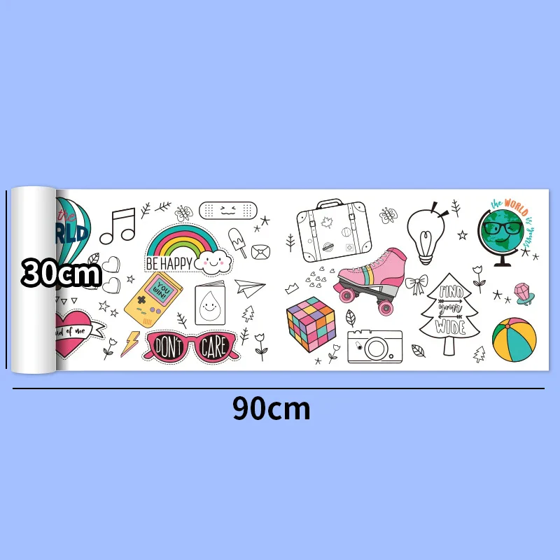 30*200cm Early Educational Kids Drawing Roll DIY Sticky Color Filling Paper Scroll - Image 7