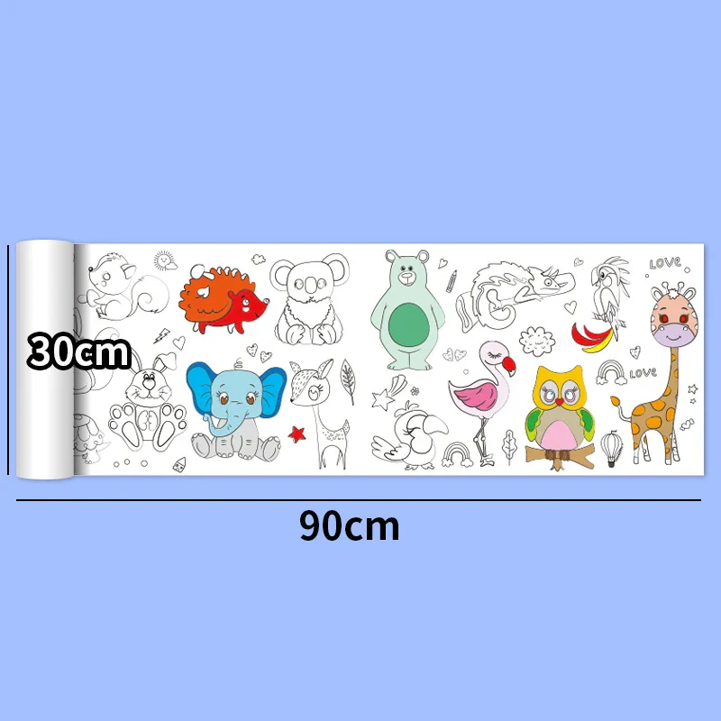 30*200cm Early Educational Kids Drawing Roll DIY Sticky Color Filling Paper Scroll - Image 8