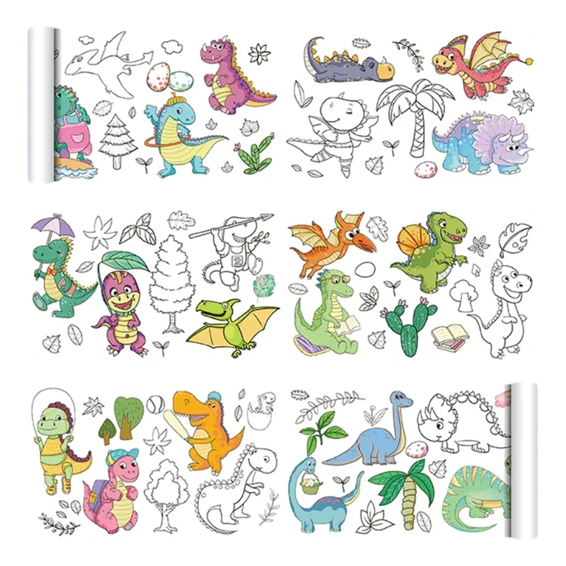 200cm Children Drawing Roll Nonrepeatable Pattern Kids Diy Coloring Paper Scroll - Image 10