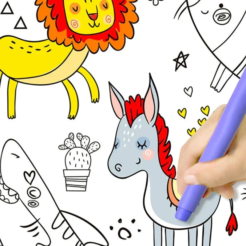 200cm Children Drawing Roll Nonrepeatable Pattern Kids Diy Coloring Paper Scroll - Image 2