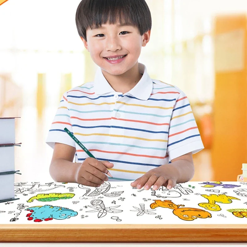 200cm Children Drawing Roll Nonrepeatable Pattern Kids Diy Coloring Paper Scroll - Image 3