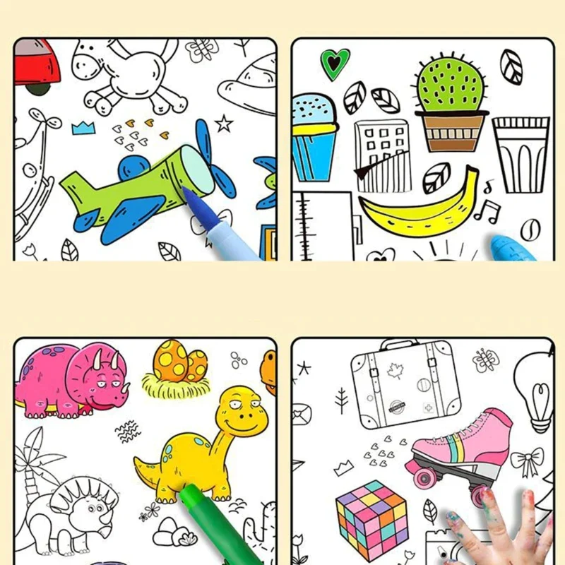 200cm Children Drawing Roll Nonrepeatable Pattern Kids Diy Coloring Paper Scroll - Image 5