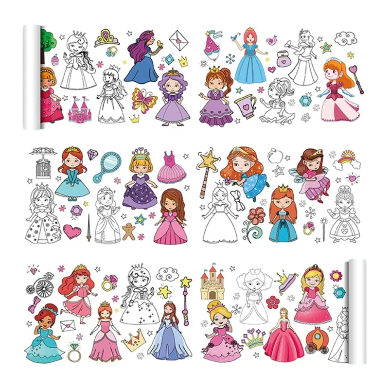 200cm Children Drawing Roll Nonrepeatable Pattern Kids Diy Coloring Paper Scroll - Image 8
