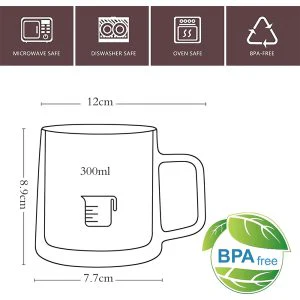 300ml Danny Home Double Wall Clear Glass Coffee & Tea Mug Set (2 Pcs) - Image 4