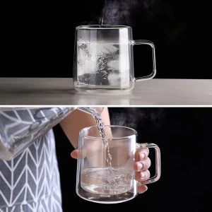 300ml Danny Home Double Wall Clear Glass Coffee & Tea Mug Set (2 Pcs) - Image 5