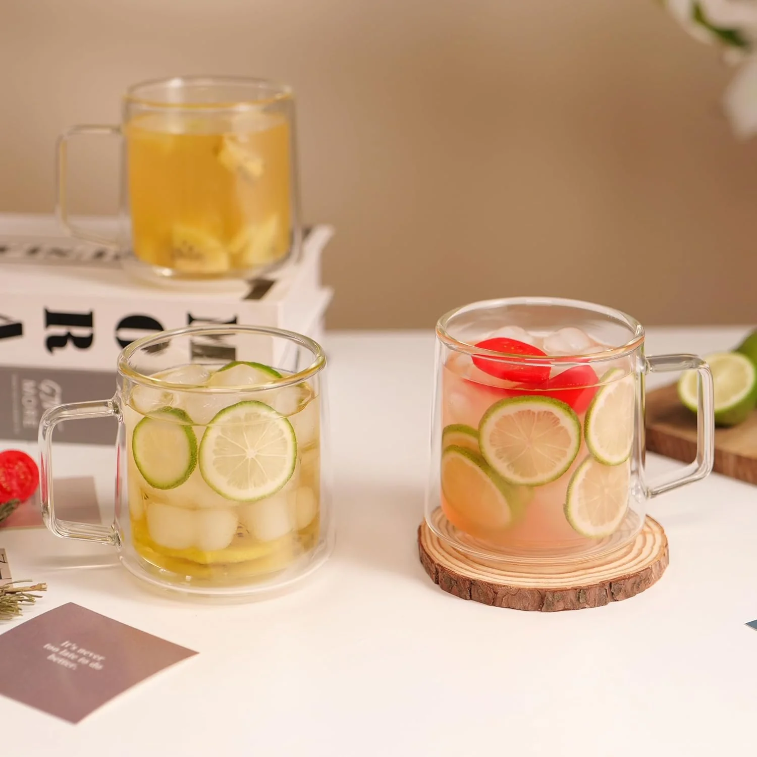300ml Danny Home Double Wall Clear Glass Coffee & Tea Mug Set (2 Pcs) - Image 6