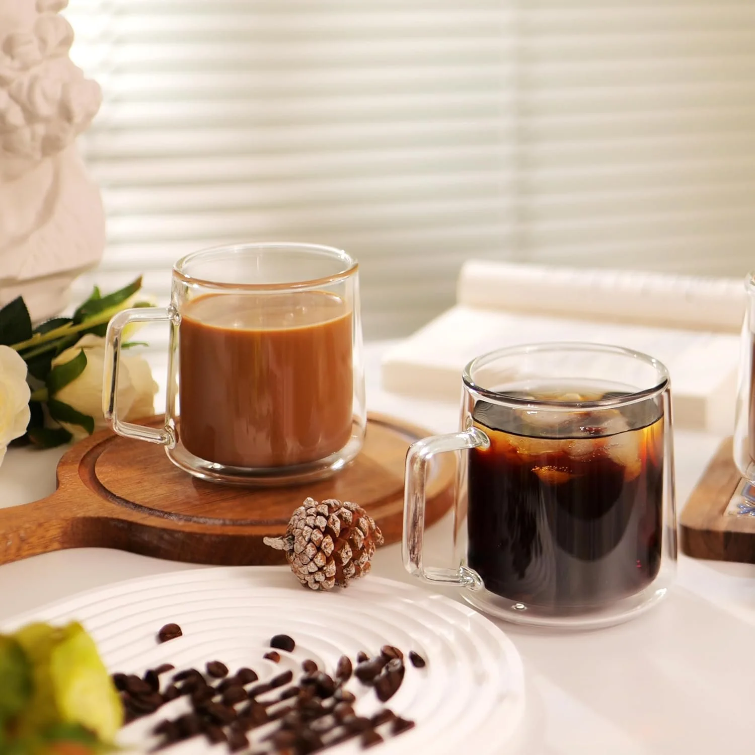 300ml Danny Home Double Wall Clear Glass Coffee & Tea Mug Set (2 Pcs) - Image 7