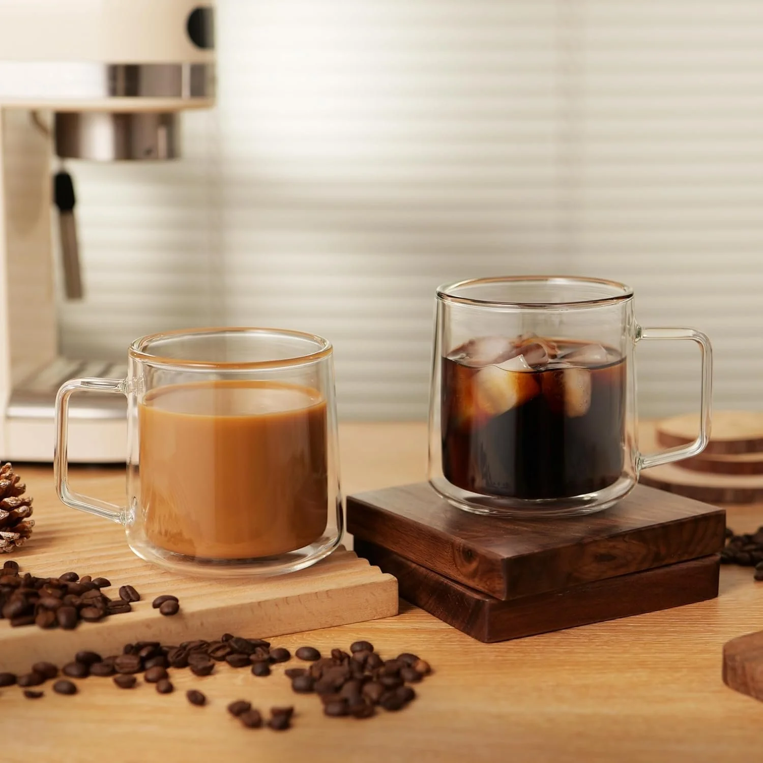 300ml Danny Home Double Wall Clear Glass Coffee & Tea Mug Set (2 Pcs) - Image 8