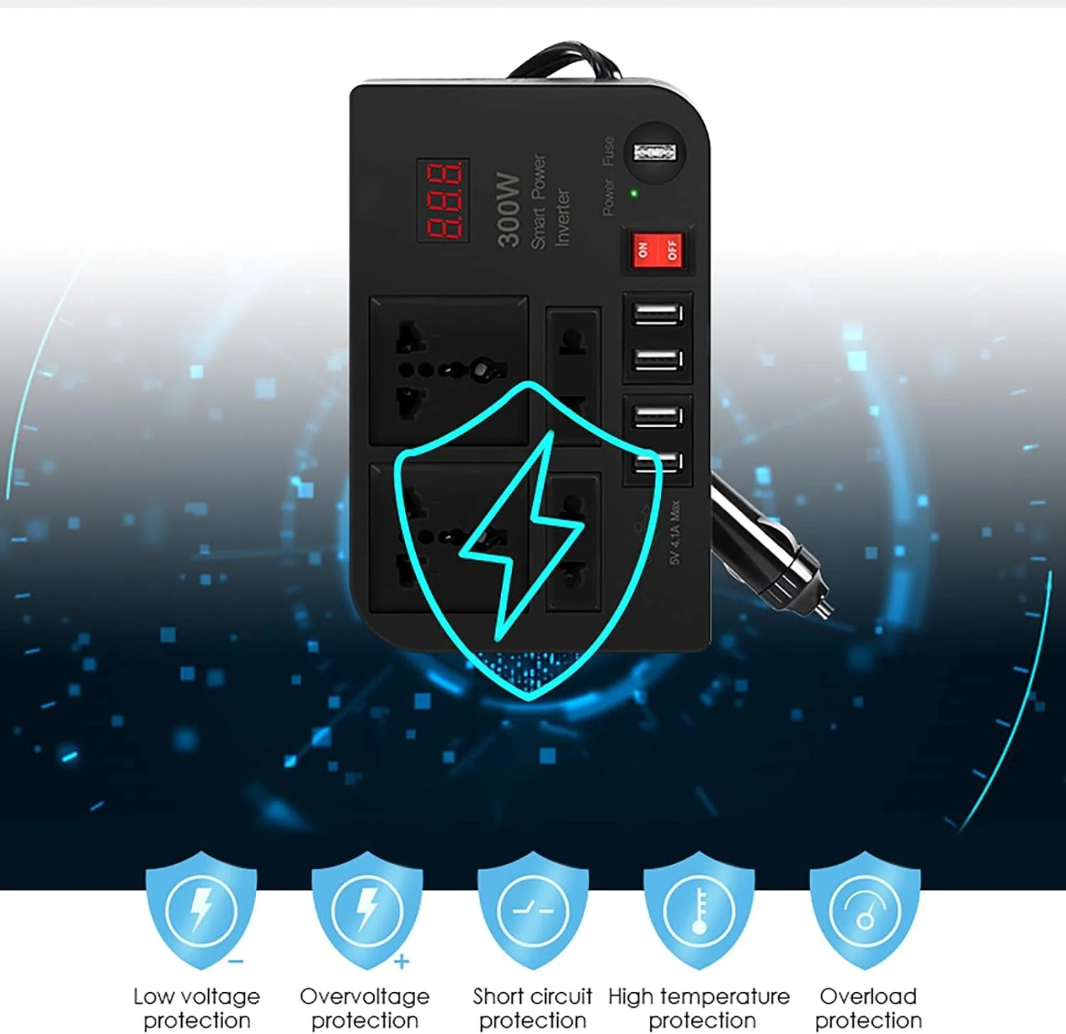 300W Power Inverter DC 12V to AC 220V Car Power Inverter - Image 5
