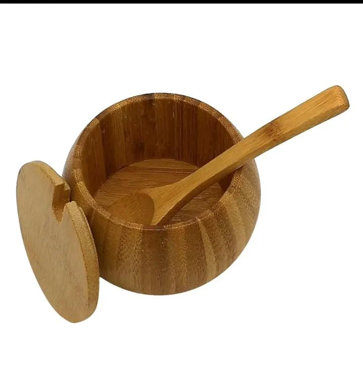 320ml Bamboo sugar dish with bamboo teaspoon - Image 2