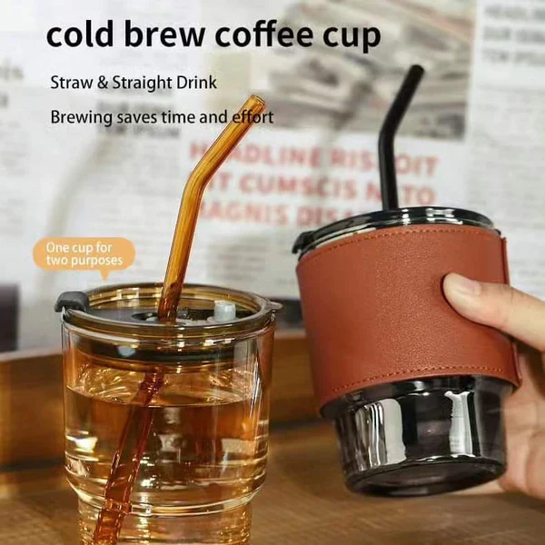 350ml Glass Tumbler with a Leather protective Sleeve - Image 2