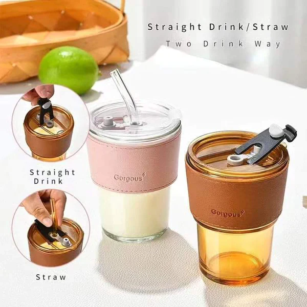 350ml Glass Tumbler with a Leather protective Sleeve - Image 4