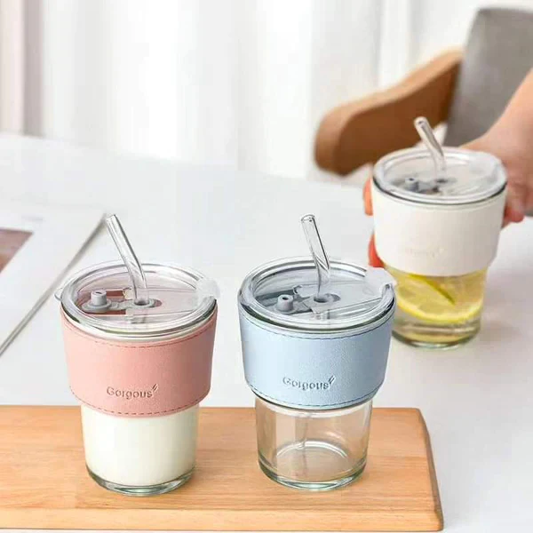350ml Glass Tumbler with a Leather protective Sleeve - Image 6
