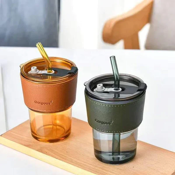 350ml Glass Tumbler with a Leather protective Sleeve - Image 7