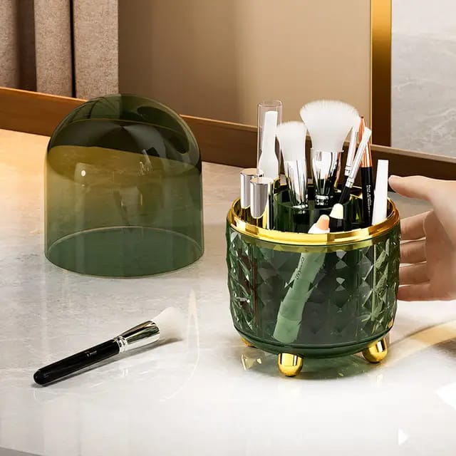 Makeup Brush Holder, 360 Rotating Makeup Brush Organizer, Dustproof Make Up Organizers and Storage - Image 3