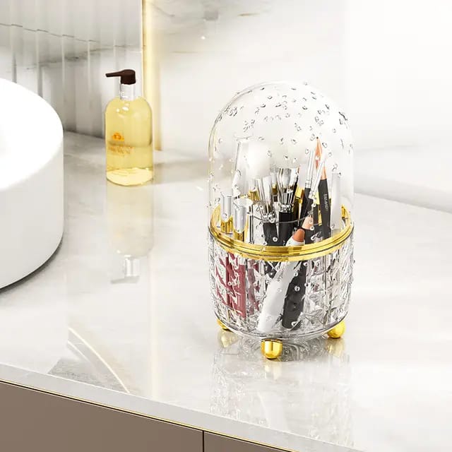 Makeup Brush Holder, 360 Rotating Makeup Brush Organizer, Dustproof Make Up Organizers and Storage - Image 4