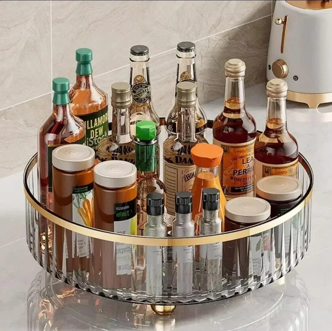 360-degree Rotating Turntable Organizer Space Saving Multi-Functional Storage Tray - Image 2