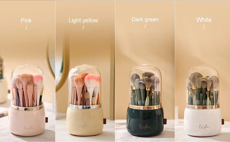 360° Rotating Makeup Brushes Holder Portable Desktop Makeup Organizer - Image 4