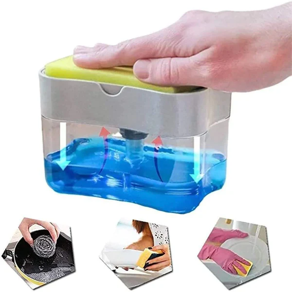 380ml Kitchen Soap Pump with a Sponge Caddy - Image 3