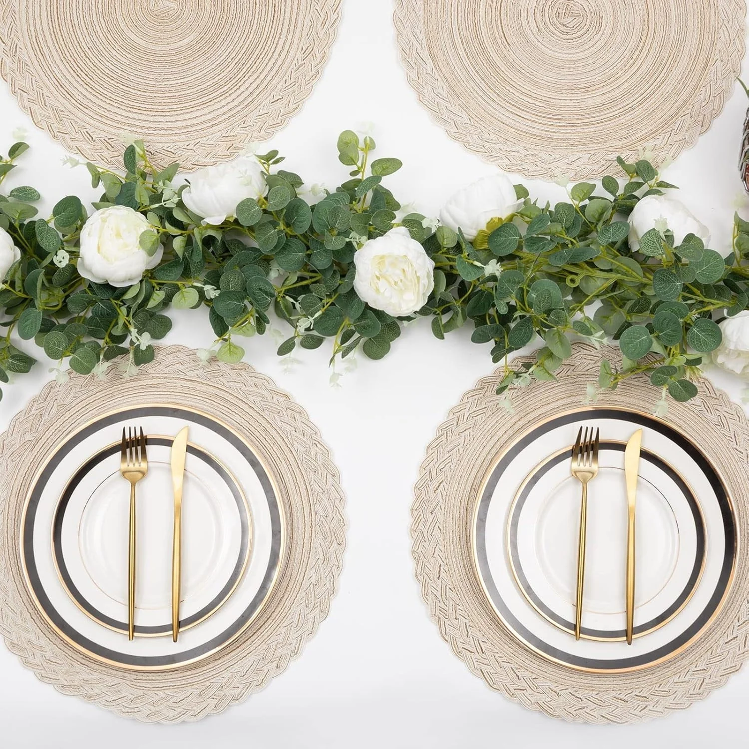 38cm Round Placemats Set of 6 Cotton Woven Heat Resistant Washable Table Mat for Kitchen Dining Room - Image 12