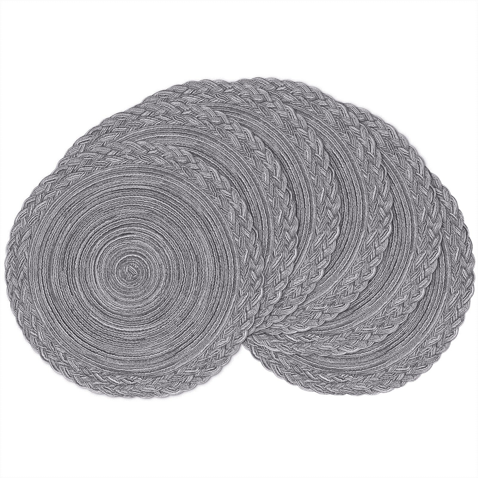 38cm Round Placemats Set of 6 Cotton Woven Heat Resistant Washable Table Mat for Kitchen Dining Room - Image 4