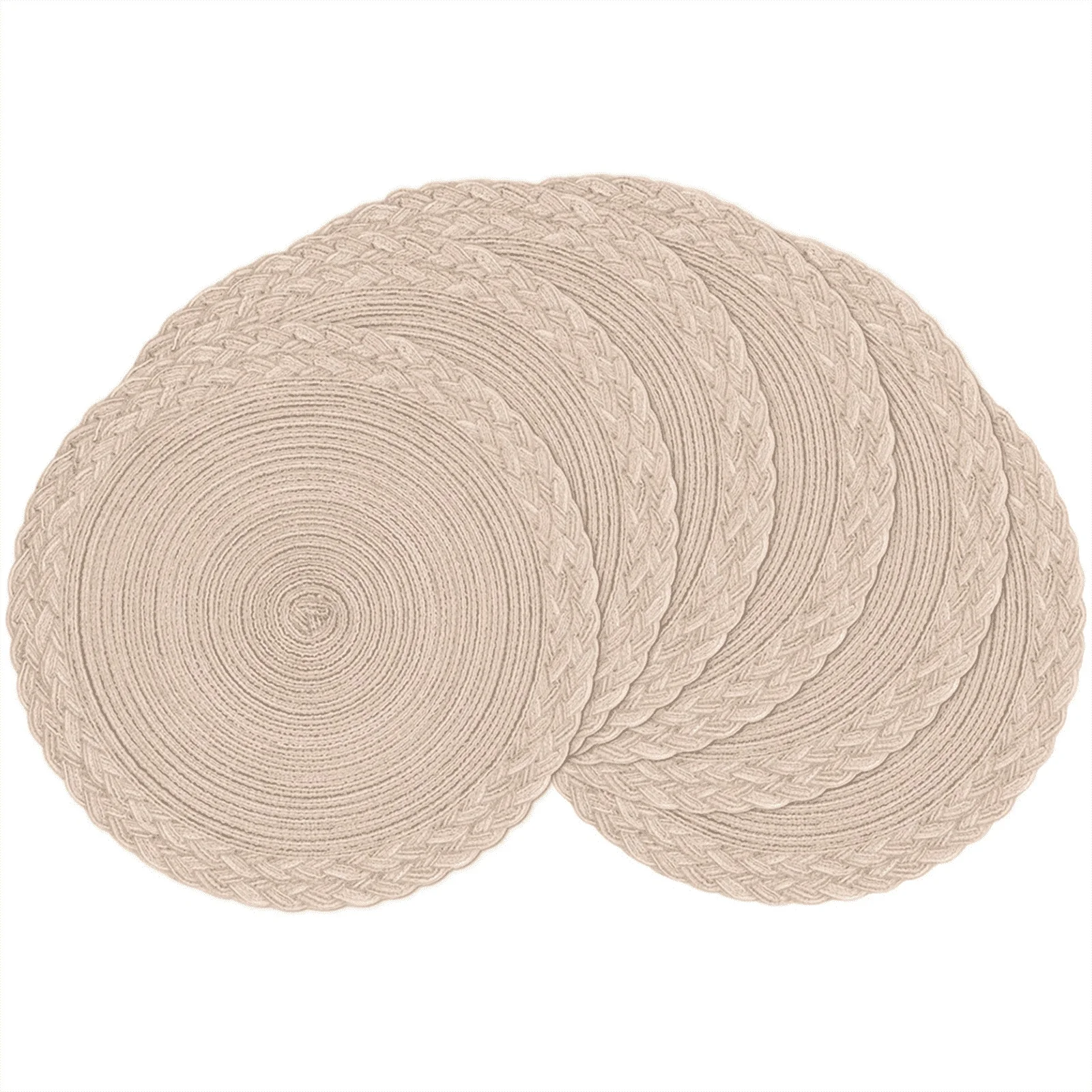 38cm Round Placemats Set of 6 Cotton Woven Heat Resistant Washable Table Mat for Kitchen Dining Room - Image 9