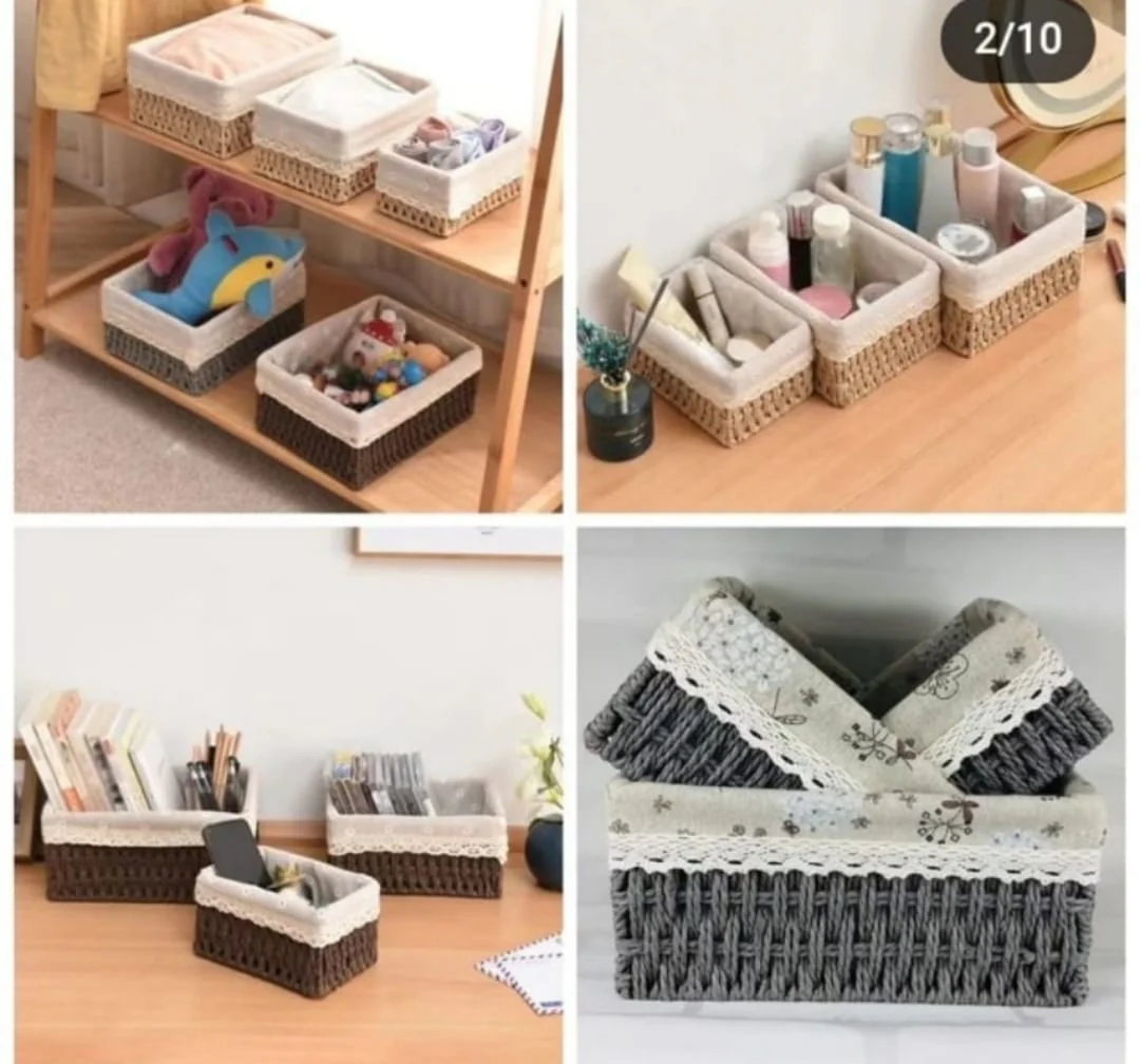 3pcs Multifunctional Handmade Rattan Storage Basket - Image 2