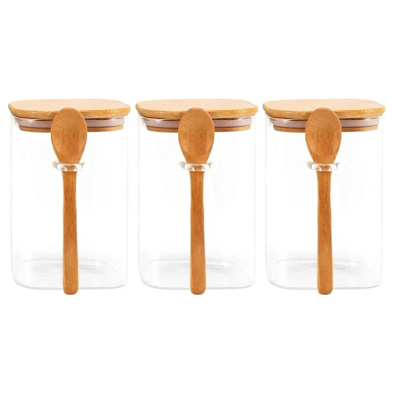 3pc SET Clear 500ml glass storage jar//spice jar - Image 5