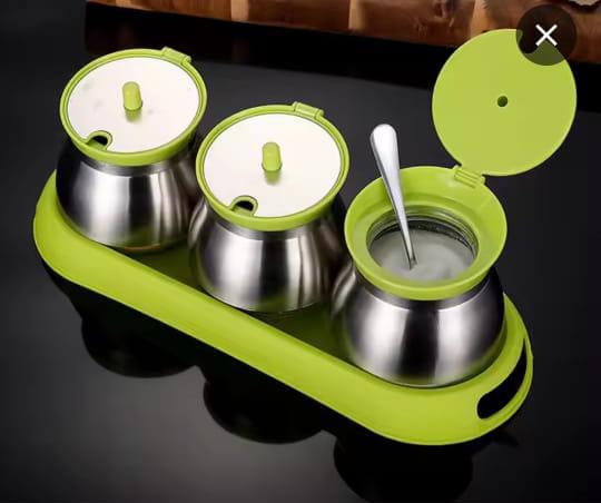 3pc Sugardish steel and glass - Image 2