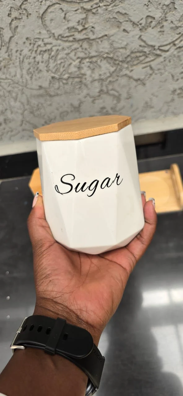 3pcs Ceramic Canisters Set  with Bamboo Stand - Image 2