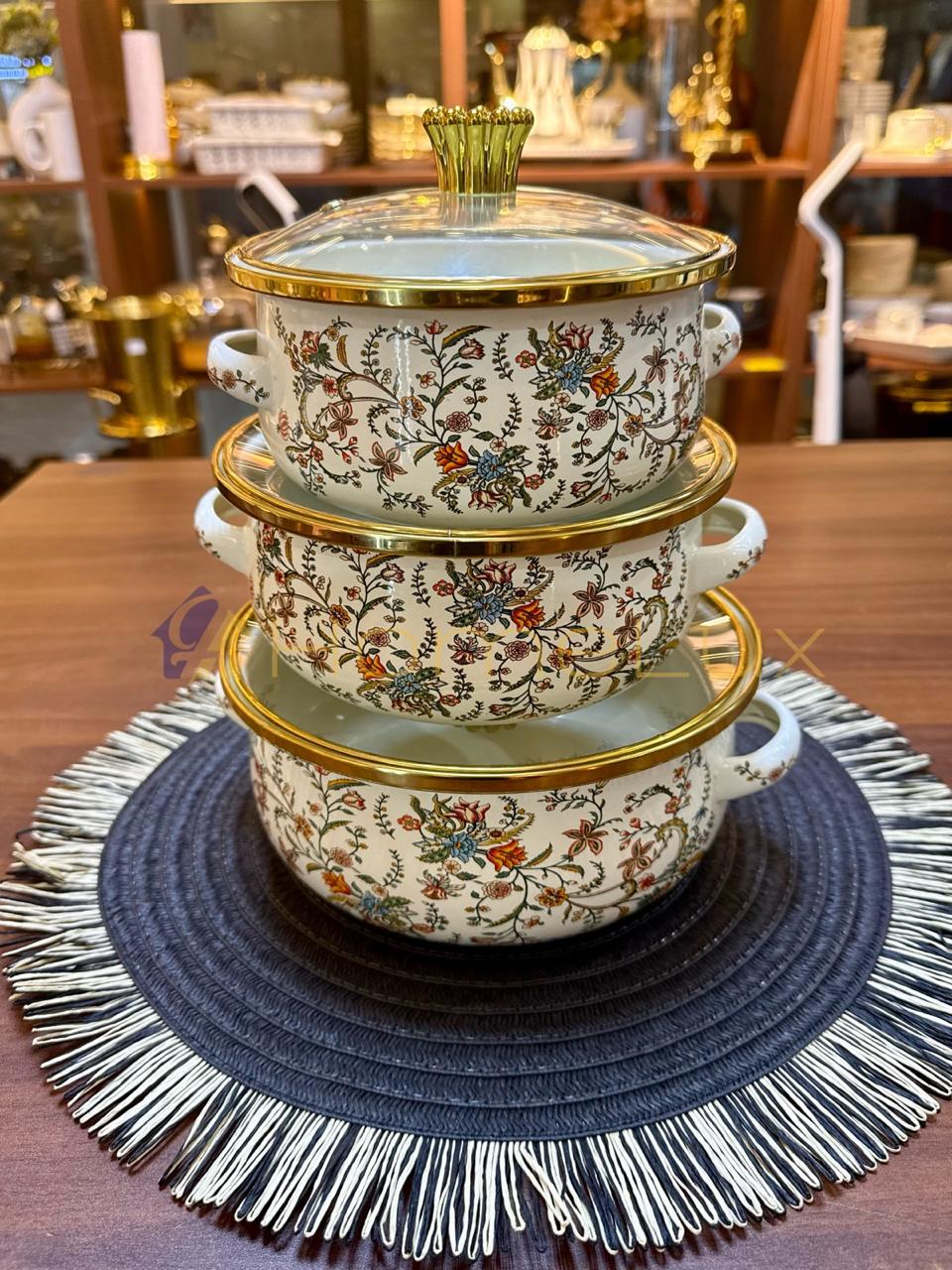3pcs Enamelware Casserole Cooking Pot Set | Heavy-Duty Enamel Stockpots with Glass Lids in Kenya - Image 11