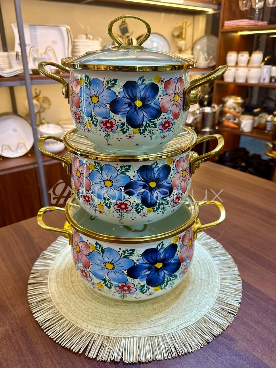 3pcs Enamelware Casserole Cooking Pot Set | Heavy-Duty Enamel Stockpots with Glass Lids in Kenya - Image 7