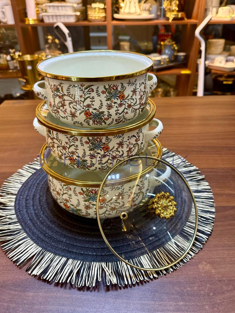3pcs Enamelware Casserole Cooking Pot Set | Heavy-Duty Enamel Stockpots with Glass Lids in Kenya - Image 9