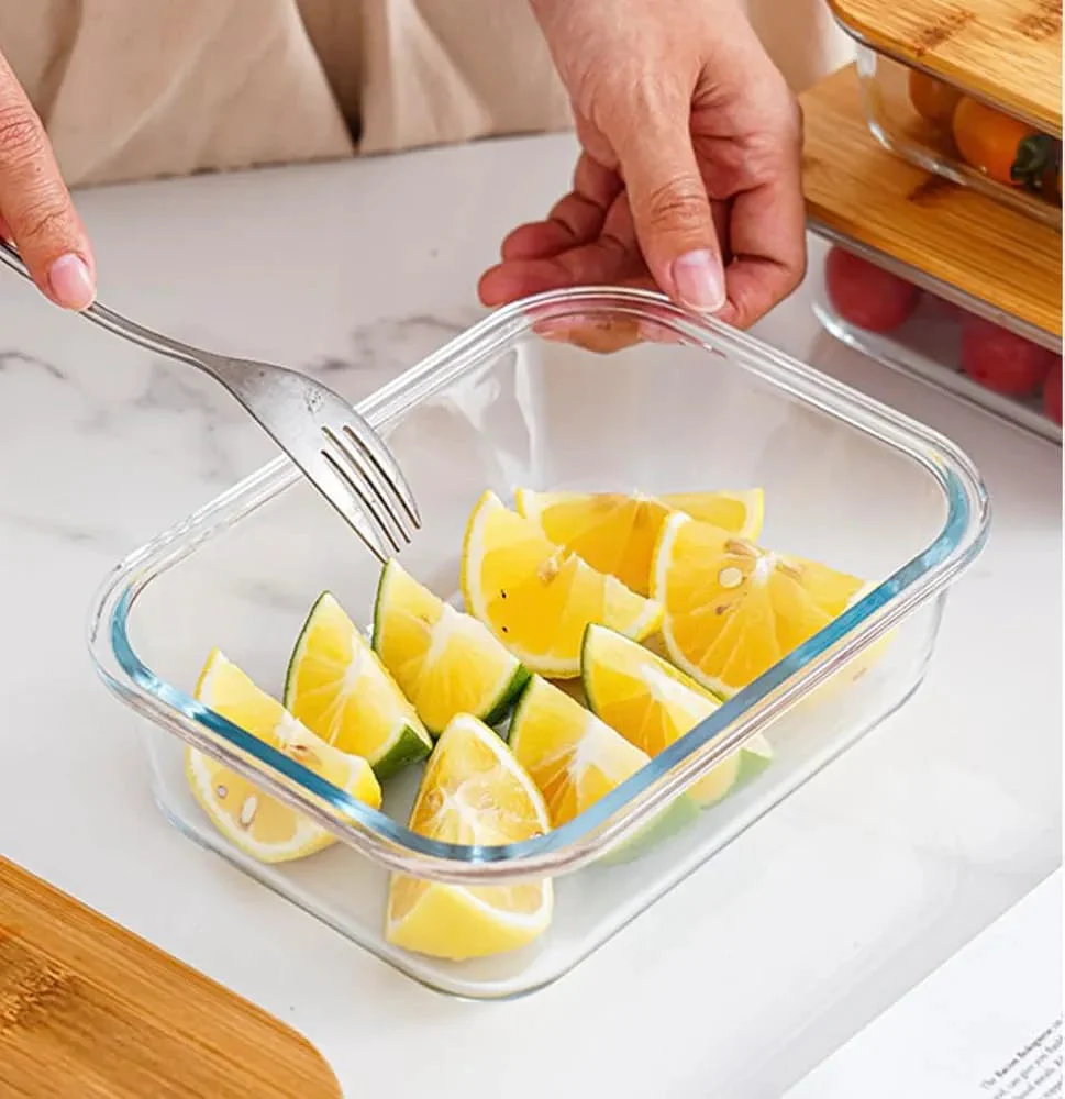 3pcs glass bowl storage containers with bamboo lid - Image 5