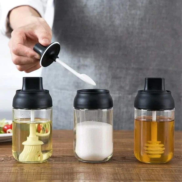 3pcs Glass Canisters with Dipper - Image 4