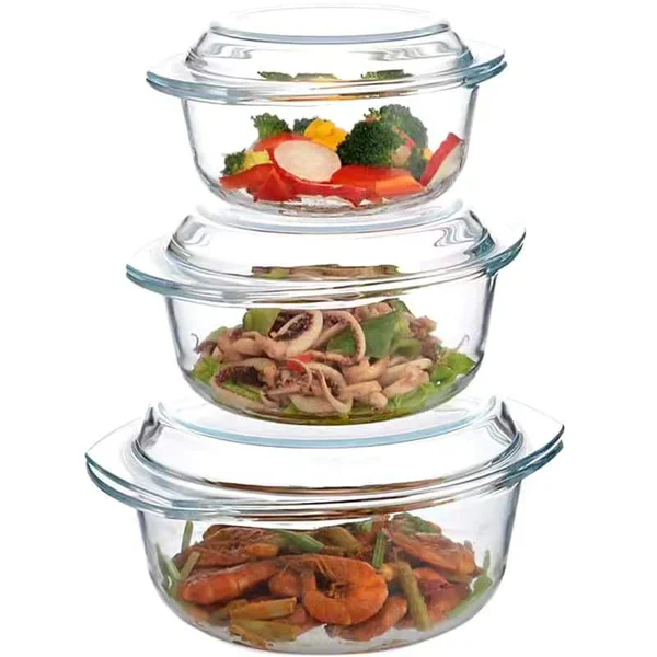 3pcs Glass Casserole Dish With Lid - Image 2