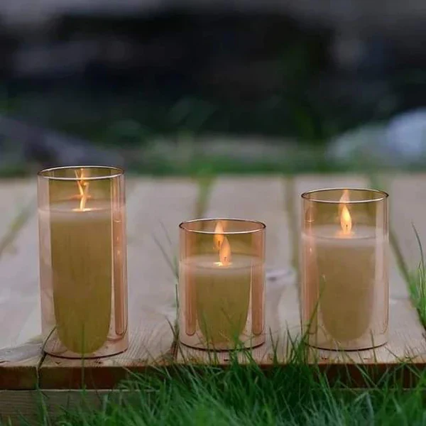 3pcs LED remote controlled glass candles - Image 2