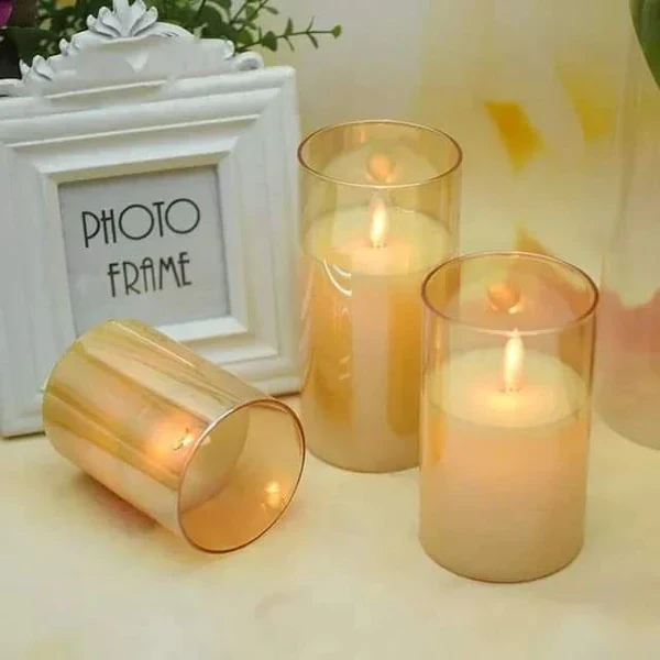3pcs LED remote controlled glass candles - Image 3