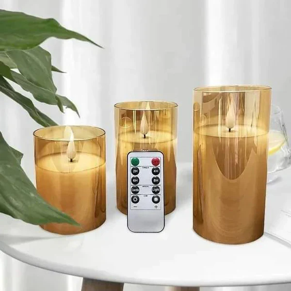 3pcs LED remote controlled glass candles - Image 4