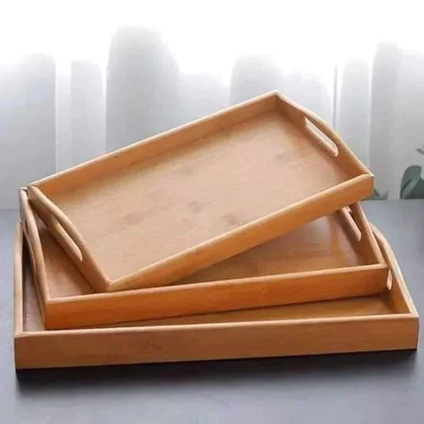 3pcs Multifunctional Bamboo Serving Trays - Image 3